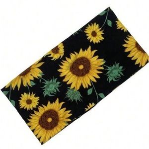 Sunflower Print Elastic Wide Headband